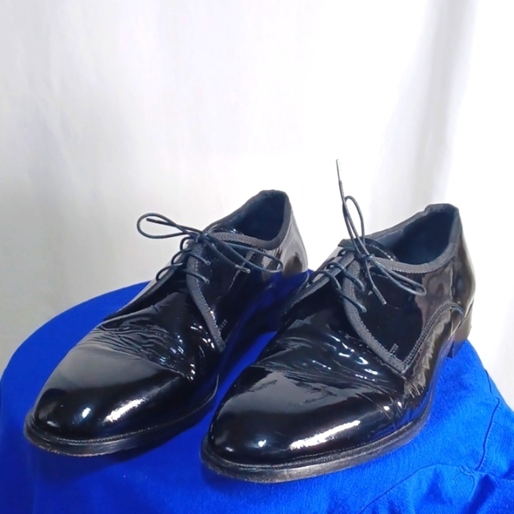 Pronto- Uomo Mens Dress Shoes Size 12 Patented Leather Formal Wear